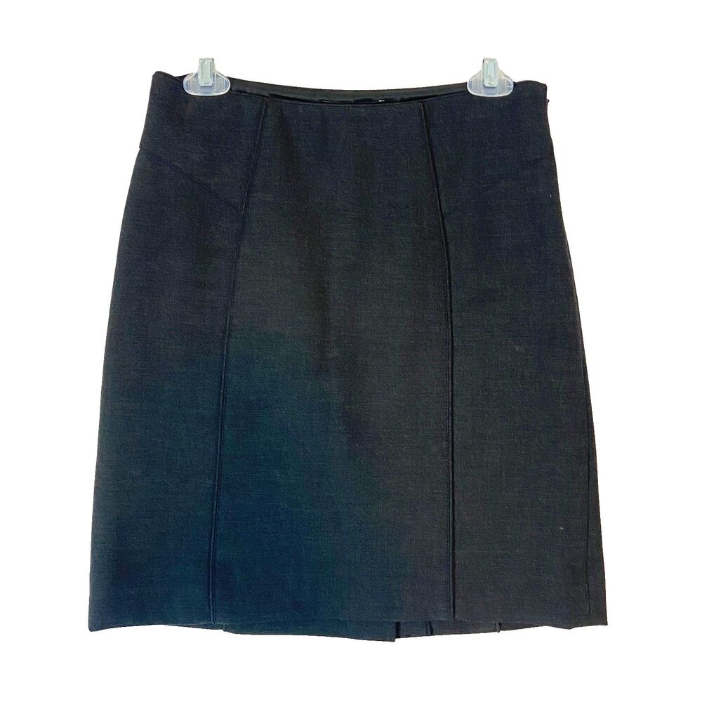 Etcetera Pencil Skirt Women's 4 Gray Zip Up Slit Above The Knee Lined Classic